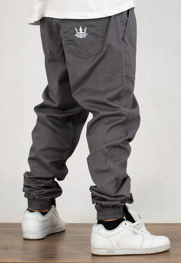 Spodnie Jigga Wear Jogger Crown Stitch Szaro Bia E