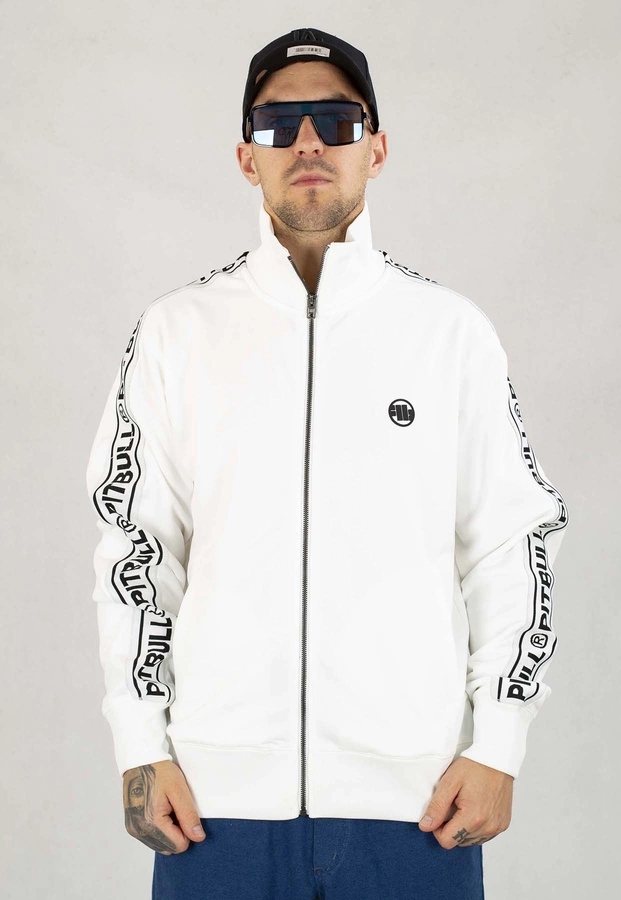 Bluza Pit Bull Bez Kaptura Zip Tape Logo biała