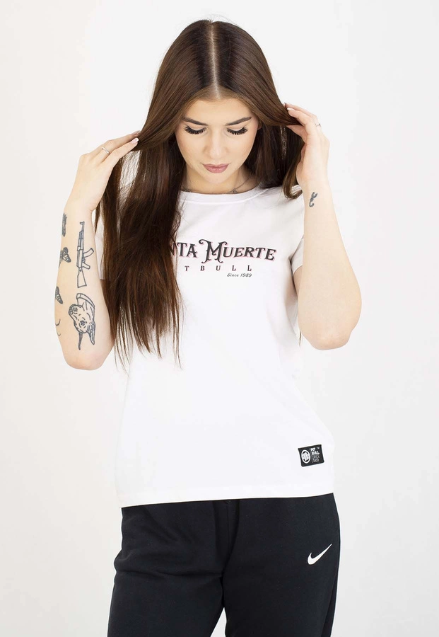 T-Shirt Pit Bull Santa Muerte rose white