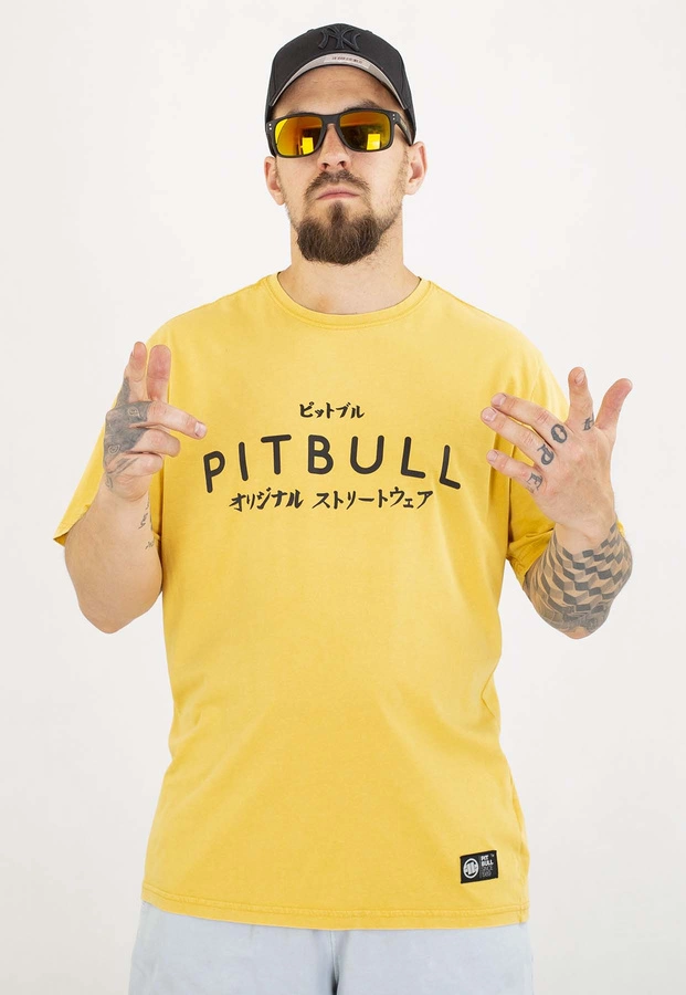 T-shirt Pit Bull Mt.Fuji 190 washed yellow