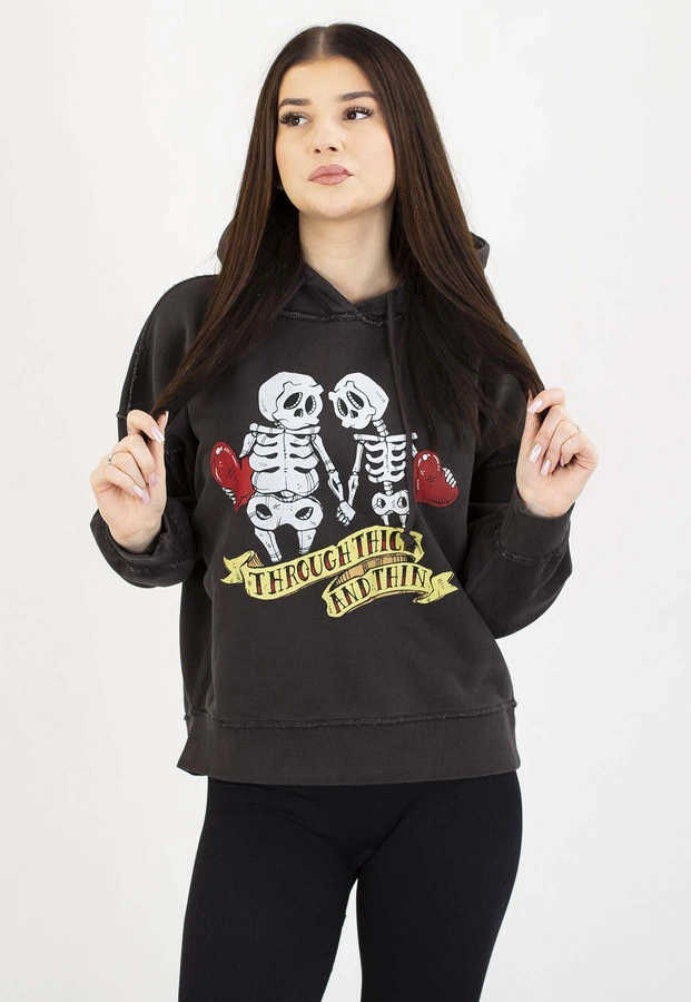 Bluza Pit Bull Z Kapturem Thick & Thin washed dark graphite