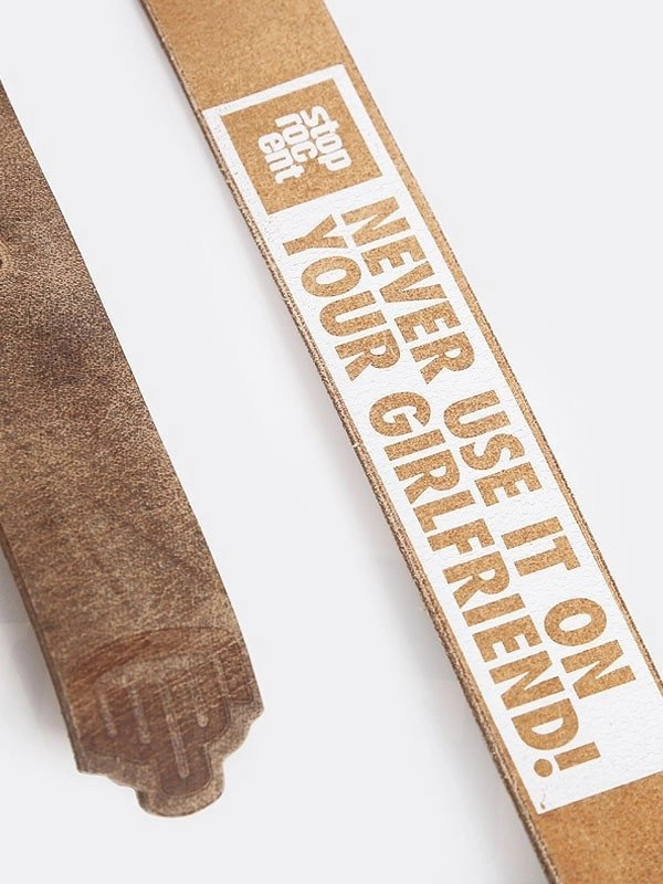 Pasek Stoprocent Razor brązowo srebrny