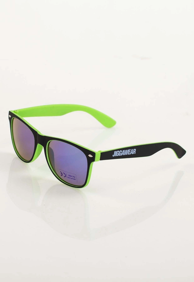Okulary Jigga Wear Name Contrast Wayfarer Black Green Purple Mirror