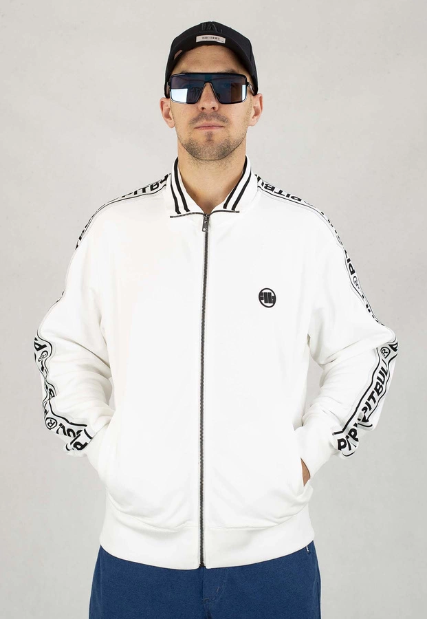 Bluza Pit Bull Bez Kaptura Zip Tape Logo biała