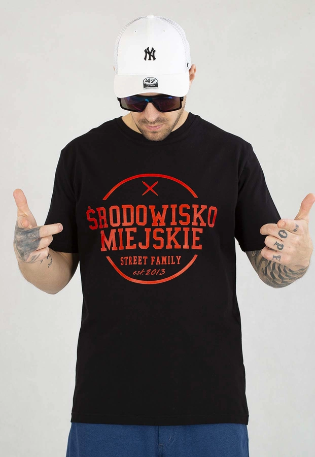 T-shirt Środowisko Miejskie Theme czarno czerwony