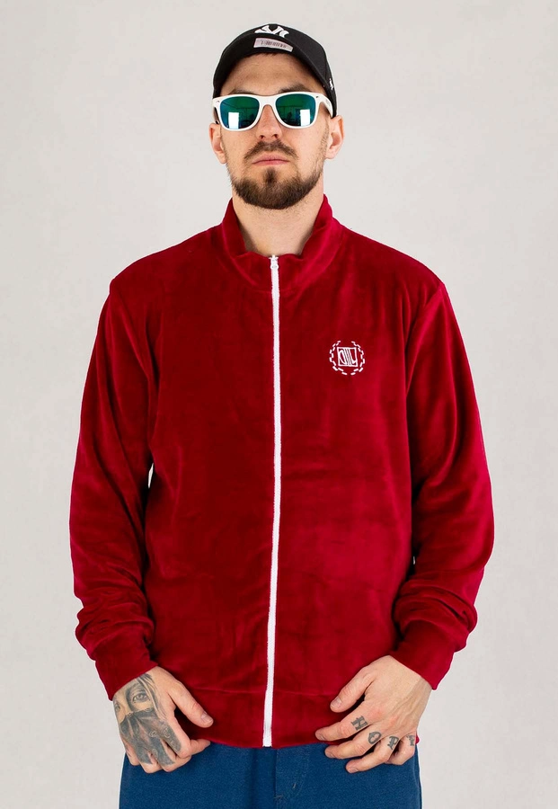 Bluza Diil Bez Kaptura Welur bordowa