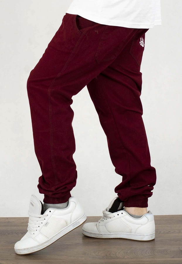 Spodnie Jigga Wear Crown Stitch Jogger bordowe