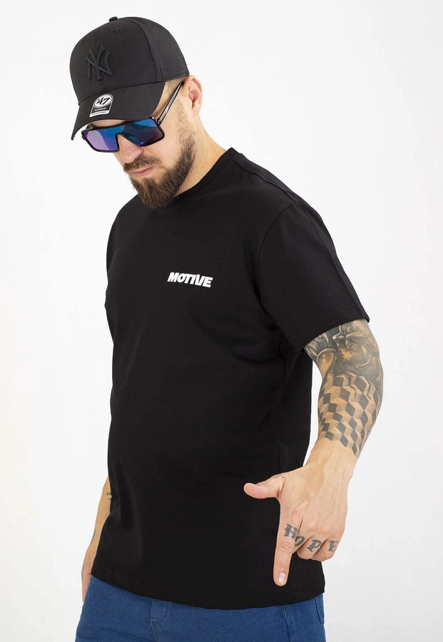 T-shirt Motive Yourself Back Yellow Blue Logo czarny
