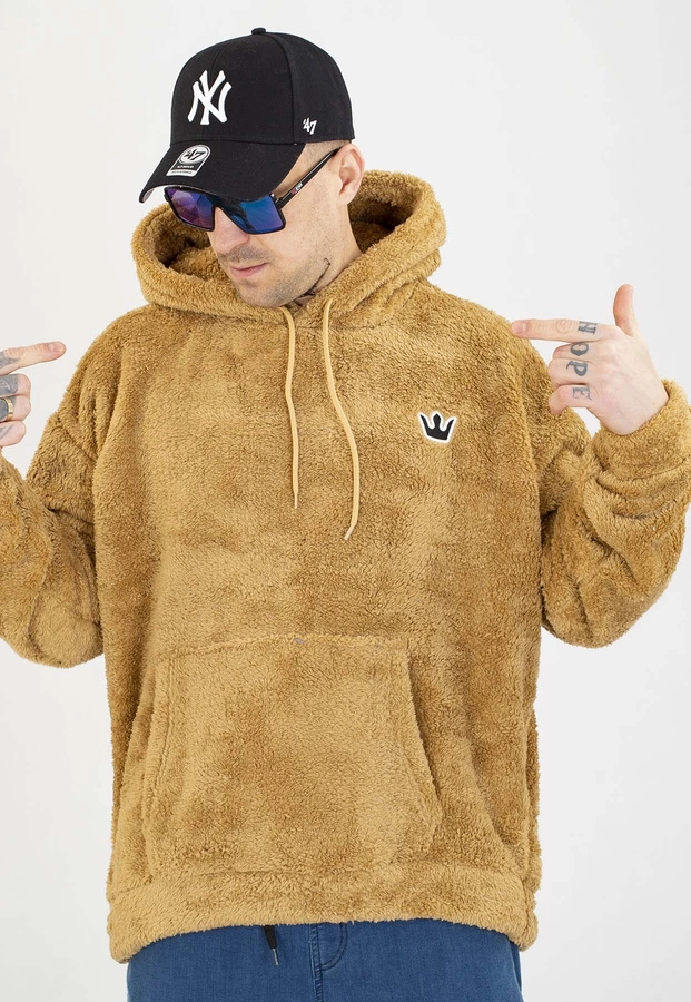 Bluza Jigga Wear Z Kapturem Sherpa Simple Crown beżowa