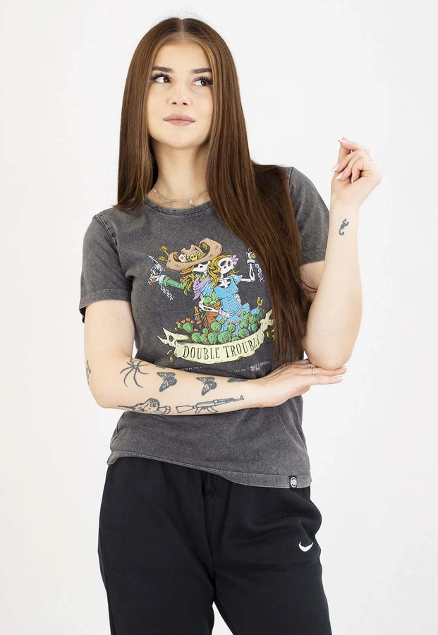 T-Shirt Pit Bull Doubletrouble 190 washed grey