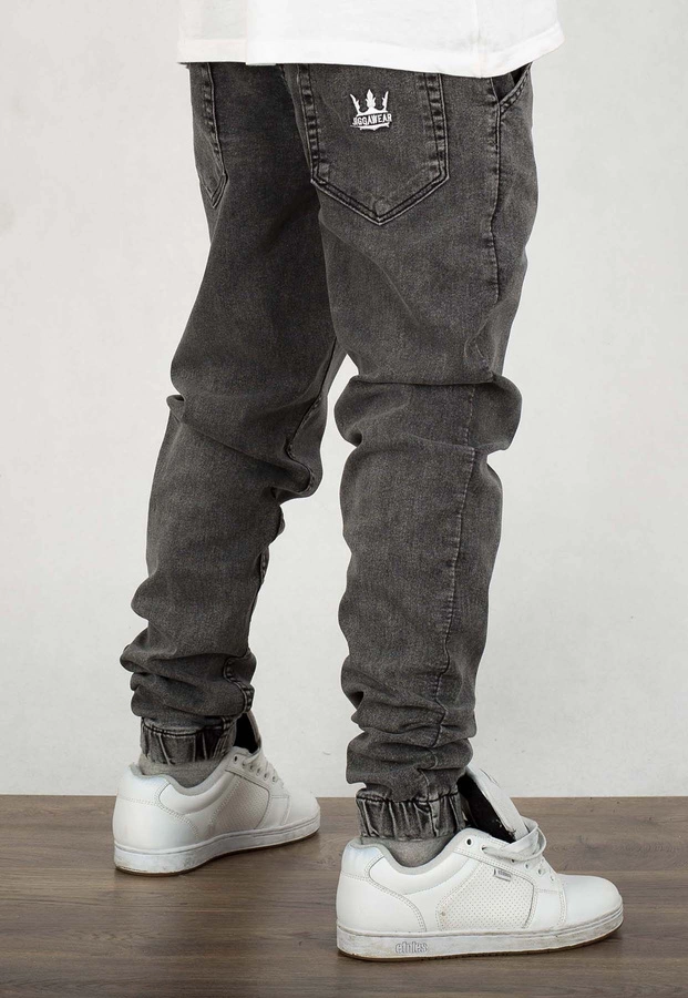 Spodnie Jigga Wear Crown Jogger Jeans czarne sprane