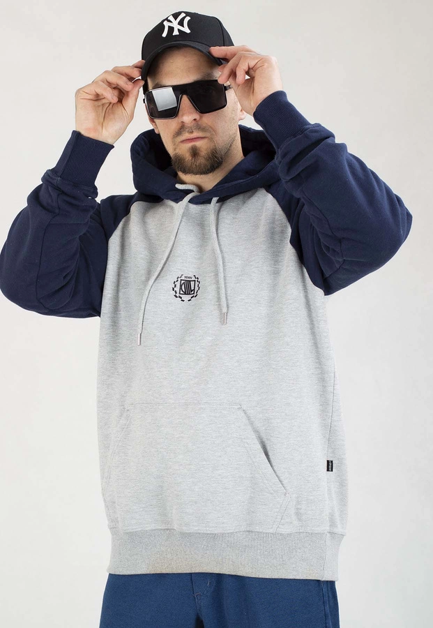 Bluza Diil Z Kapturem Reglan szaro granatowa