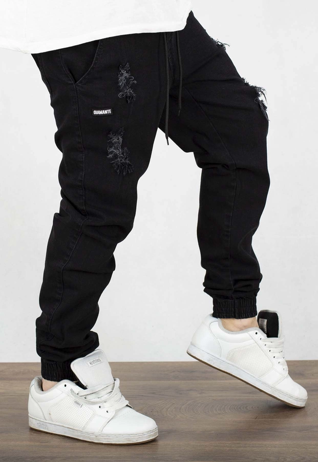 Spodnie Diamante Wear Jogger Crew Unisex z dziurami czarny jeans