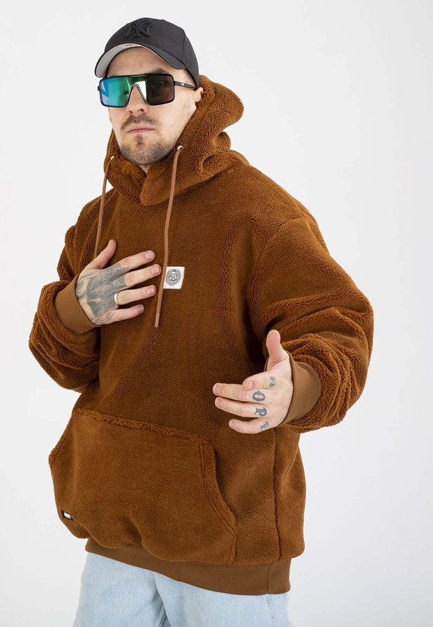 Kurtka Mass Z Kapturem Zimowa Patch Teddy brązowa