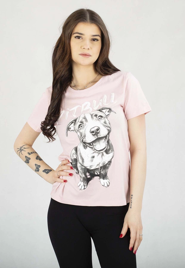 T-Shirt Pit Bull Slim Fit Puppy różowy