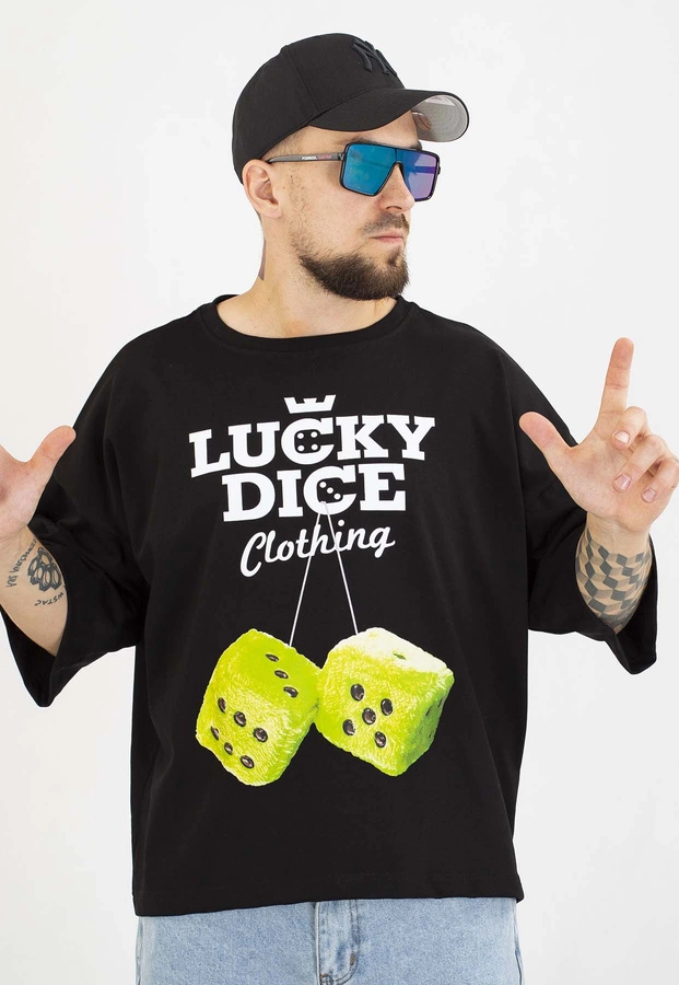 T-shirt Lucky Dice Boxy Front Truck czarno limonkowy