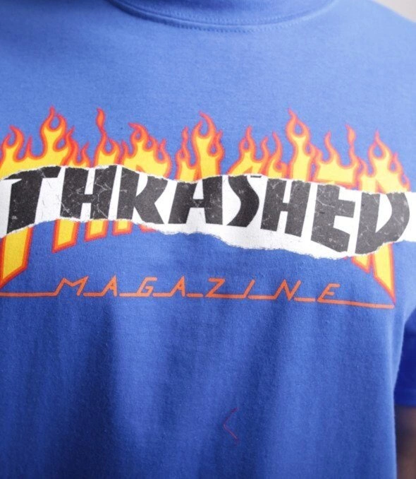 Thrasher Ripped T-Shirt Niebieski