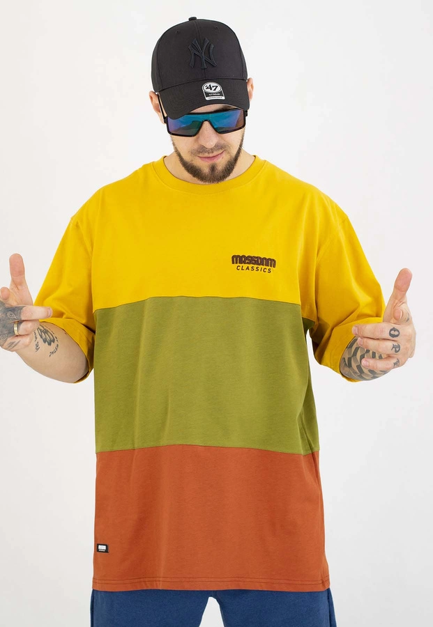 T-shirt Mass Zone żółto oliwkowo pomarańczowy