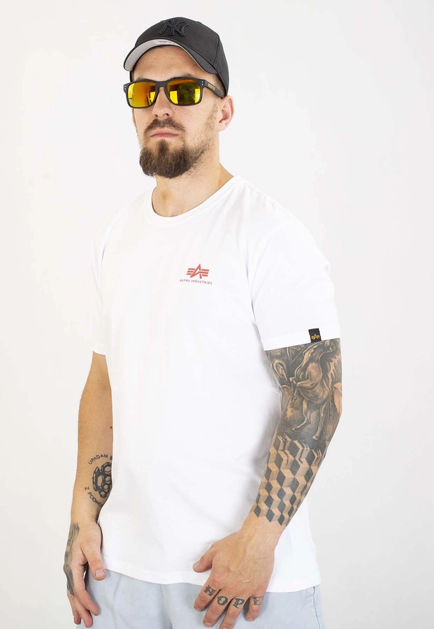 T-shirt Alpha Industries Back Print 128507 biało czerwony