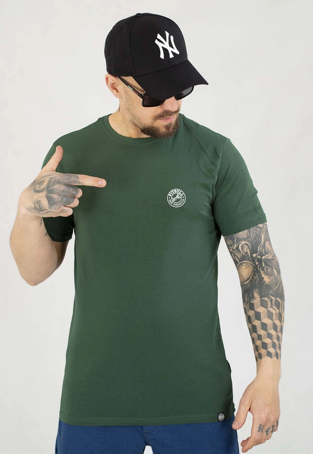 T-shirt Pit Bull Slim San Diego CA Small Logo 140 bottle green