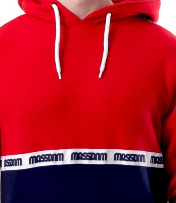 Mass-Mass DNM bluza Sweatshirt Line Hoody Granatowo Czerwona