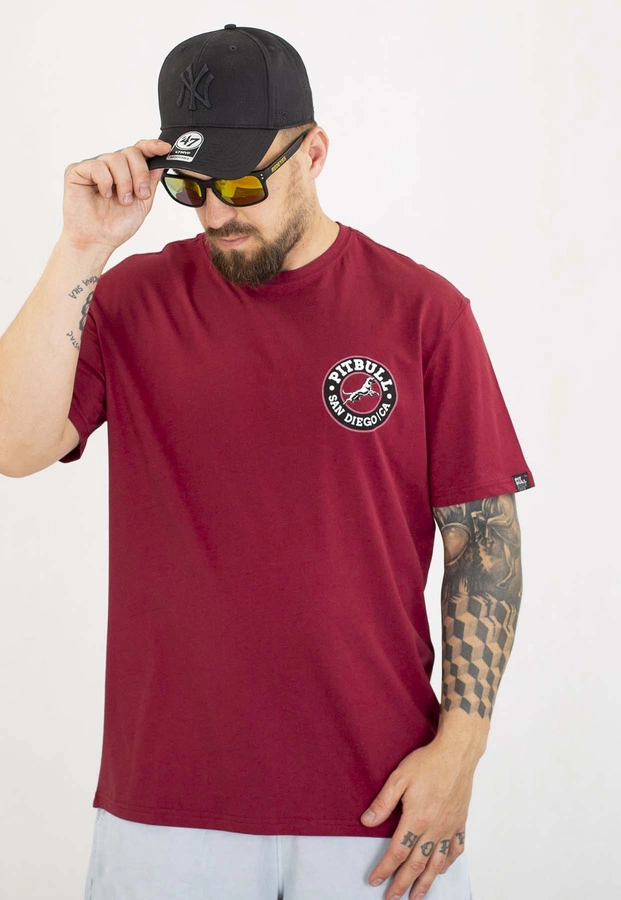 T-shirt Pit Bull San Diego Ca Black 170 burgundy