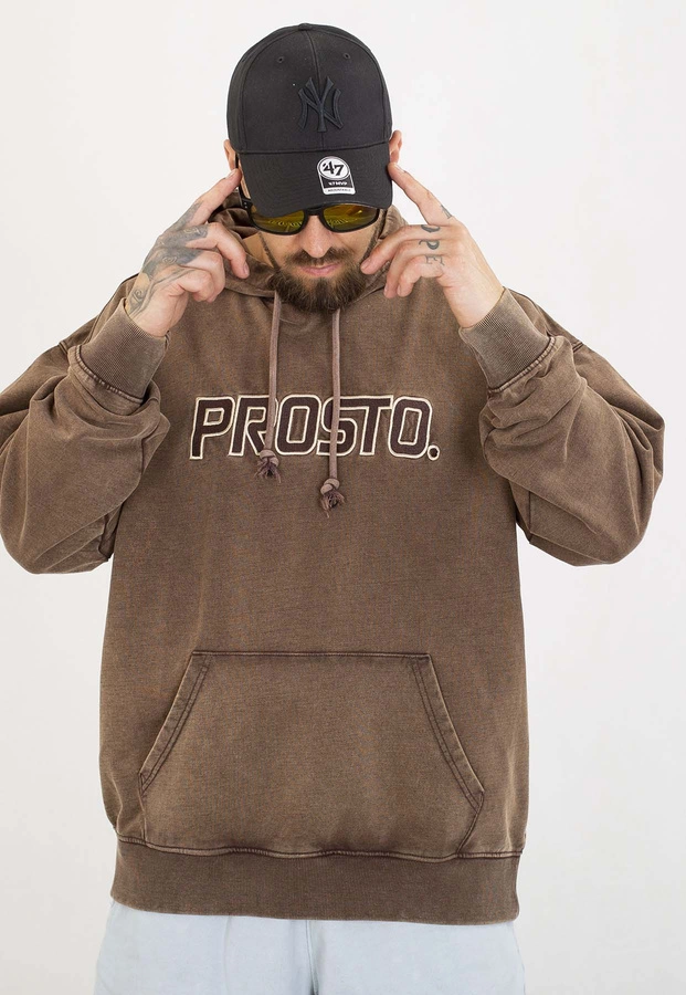 Bluza Prosto Z kapturem Checked ciemno brązowa
