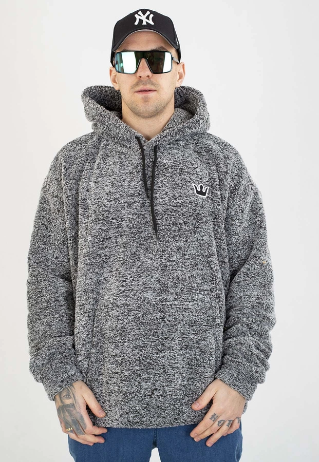 Bluza Jigga Wear Z Kapturem Teddy Simple Crown szara