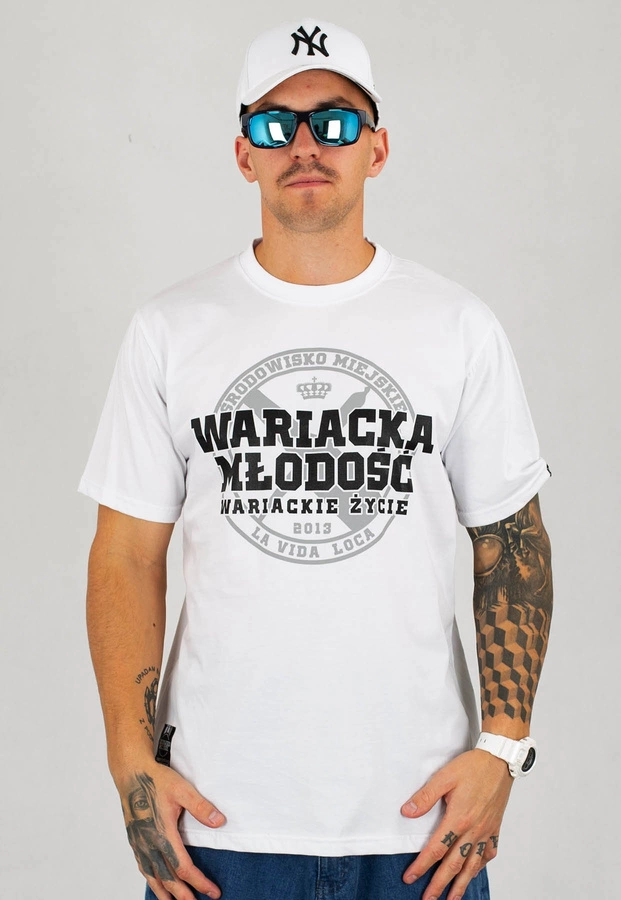T-shirt Środowisko Miejskie Wariacka Młodość biały
