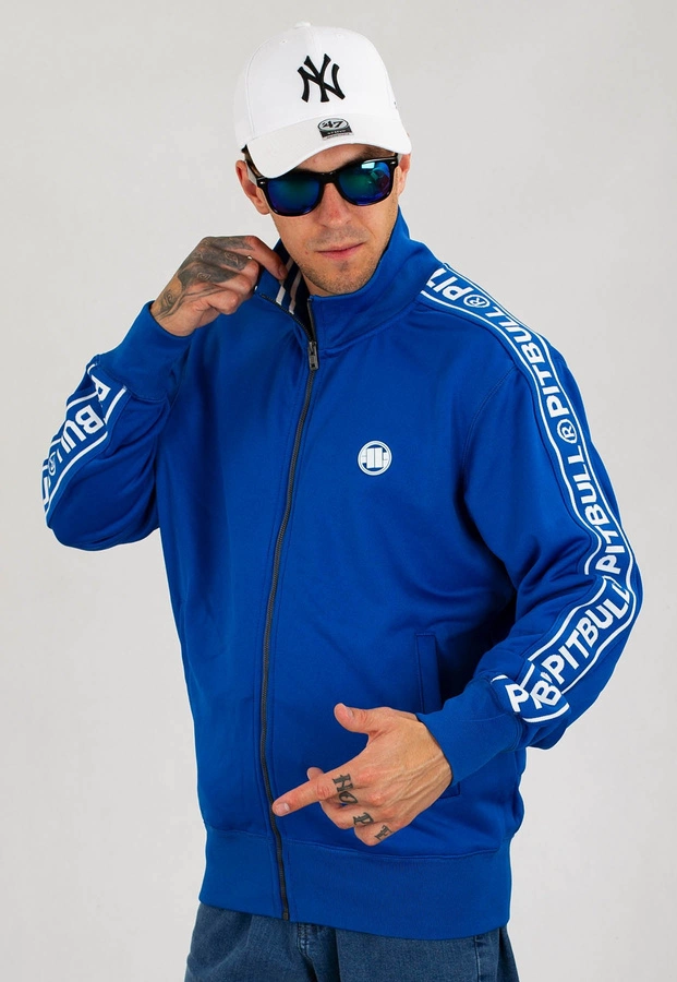 Bluza Pit Bull Bez Kaptura Zip Tape Logo niebieska