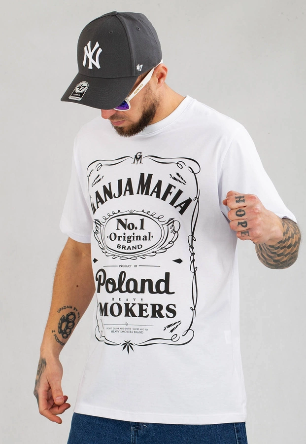 T-shirt Ganja Mafia Heavy Smokers biały