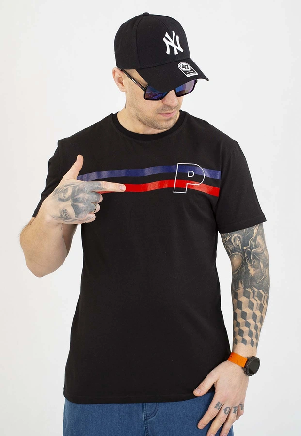 T-shirt Patriotic P Double Line czarny