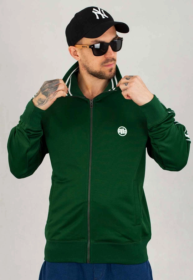 Bluza Pit Bull Bez Kaptura Zip Tape Logo zielona