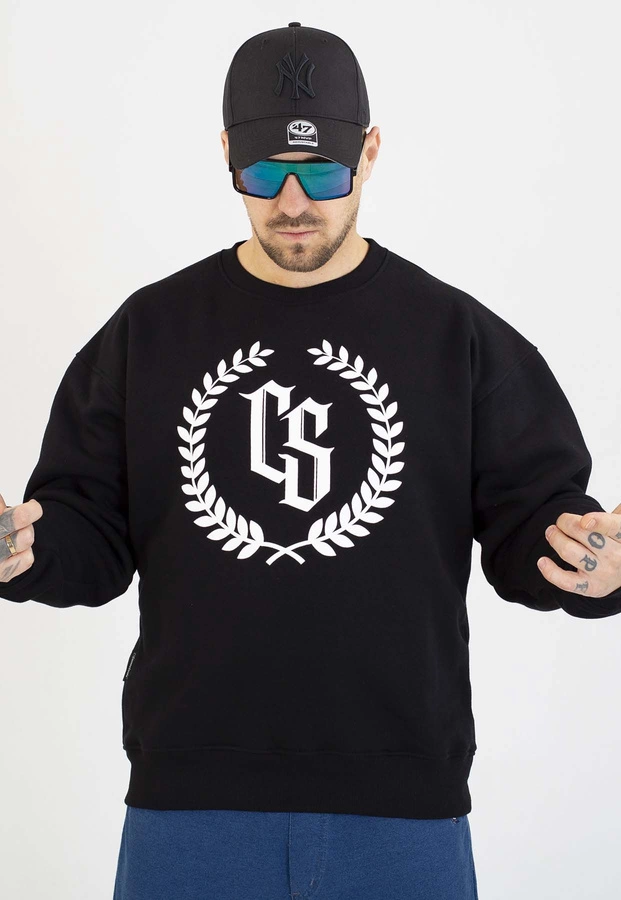 Bluza Ciemna Strefa Bez Kaptura Oversize CS Laur czarna biała
