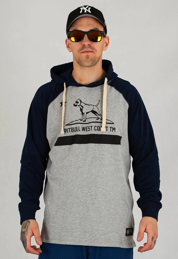 Longsleeve Pit Bull Garment Washed Raglan California szaro granatowy