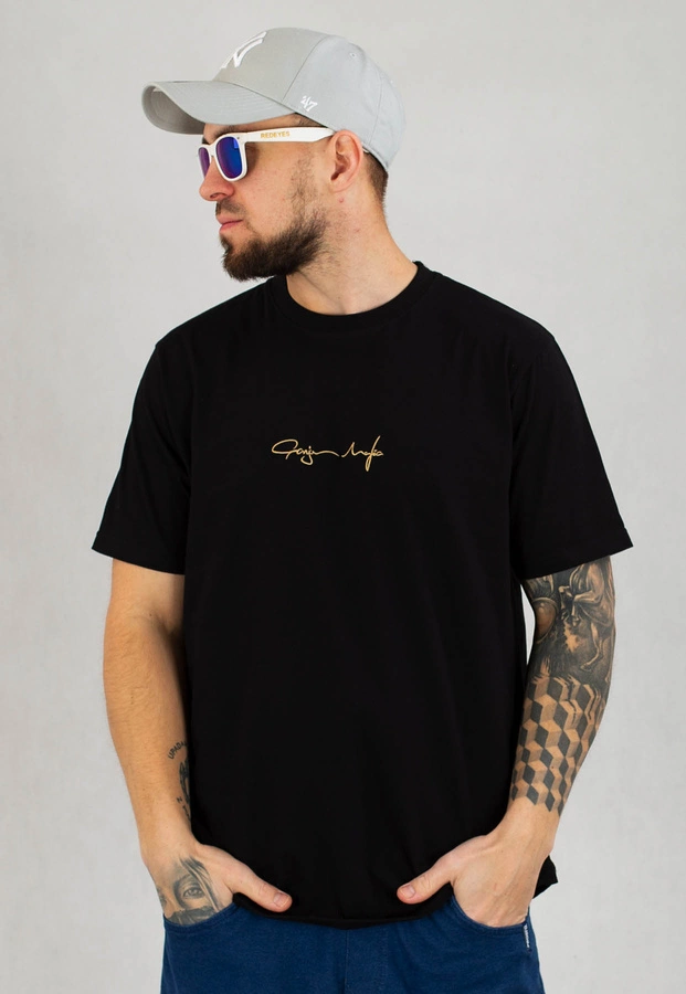 T-shirt Ganja Mafia Podpis Mini Gold czarny