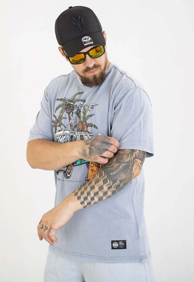 T-shirt Pit Bull Open Beach 190 washed blue
