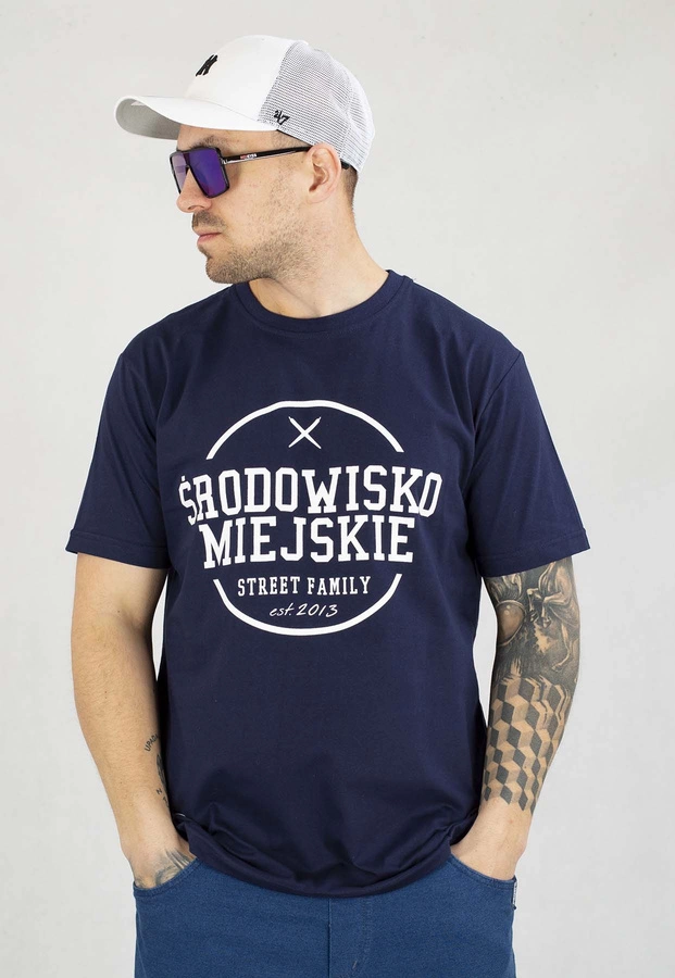 T-shirt Środowisko Miejskie Theme granatowo biały