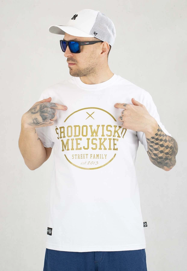 T-shirt Środowisko Miejskie Theme biało złoty