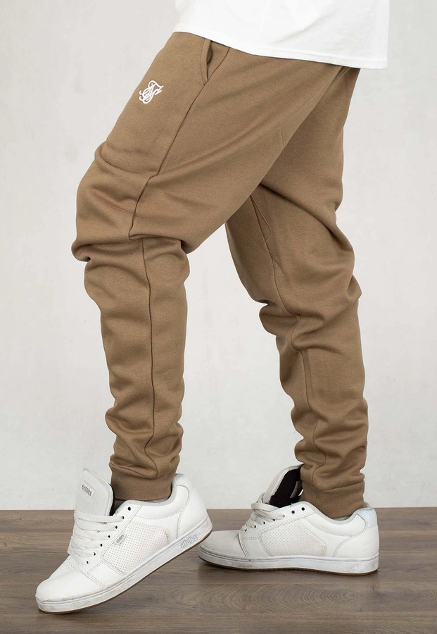 Dresy SikSilk Essentials Joggers brązowe