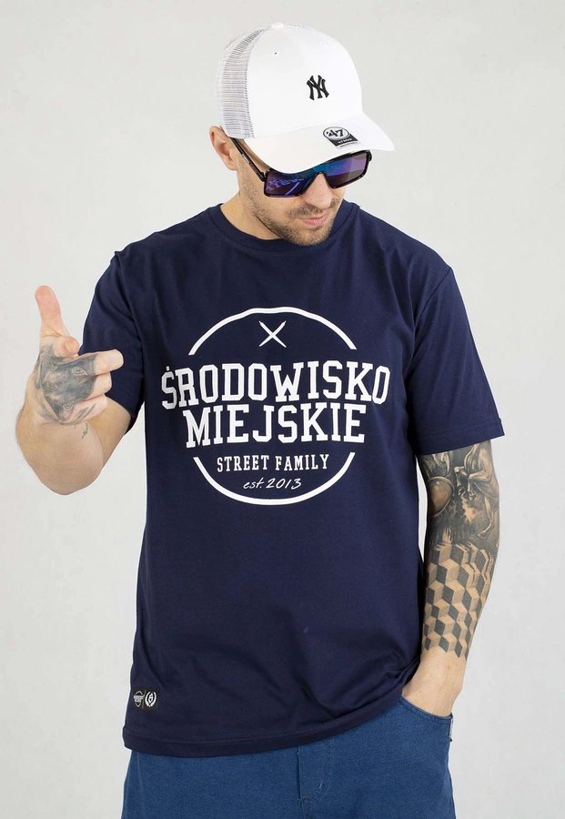 T-shirt Środowisko Miejskie Theme granatowo biały