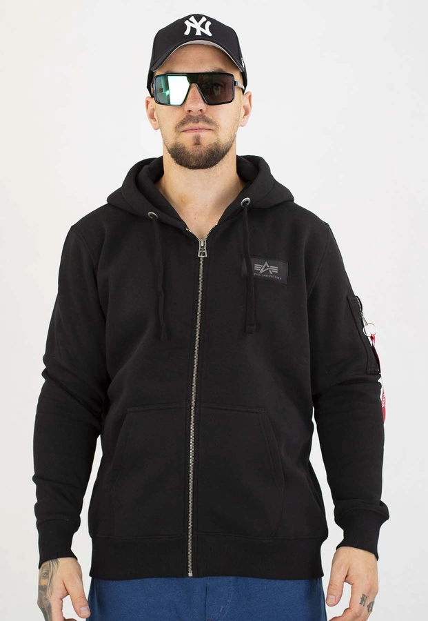 Bluza Alpha Industries ZIP Z Kapturem Back Print 128342 czarna