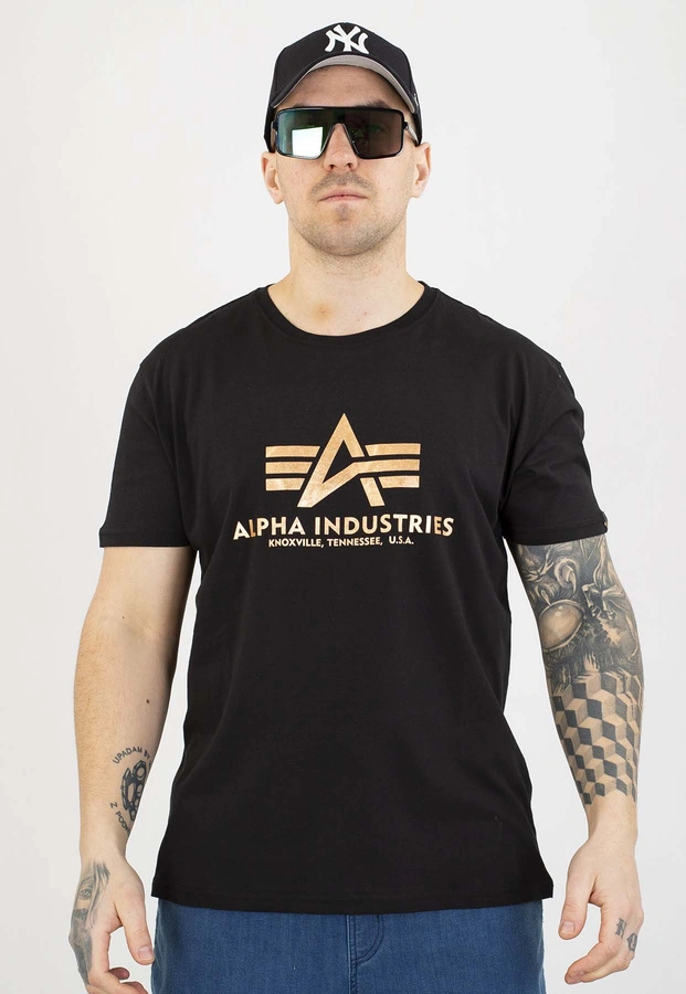 T-shirt Alpha Industries Basic 100501FP czarno złoty