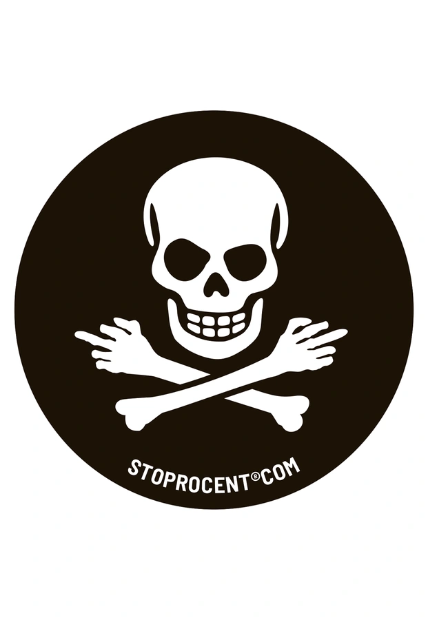 Wlepa Stoprocent New Skull czarno biała