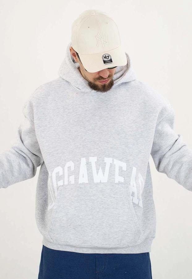 Bluza Jigga Wear Z Kapturem Baggy College szara