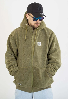 Kurtka Mass Z Kapturem Zimowa ZIP Patch Teddy oliwkowa