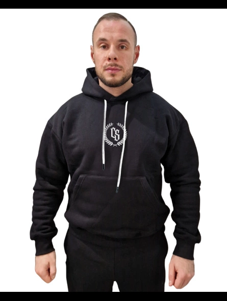 Bluza Ciemna Strefa Z Kapturem Oversize CS Laur czarno biała
