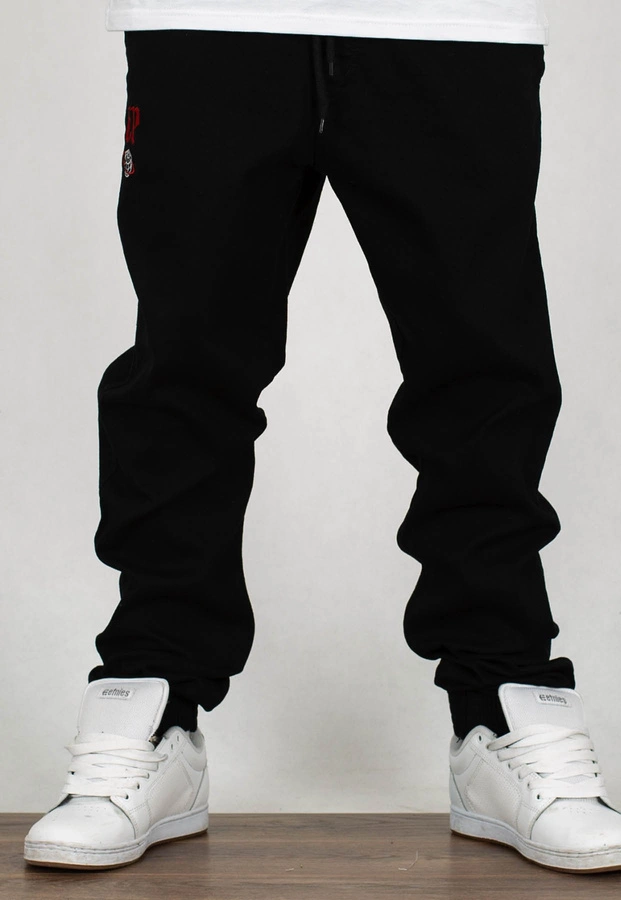 Spodnie El Polako Joggery Slim Jeans z Gumą Ep Cow czarny jeans