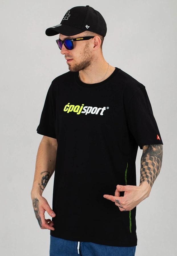 T-shirt Stoprocent Regular Ćpaj Sport czarny