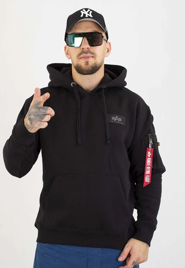 Bluza Alpha Industries Z Kapturem Back Print 178318 czarna